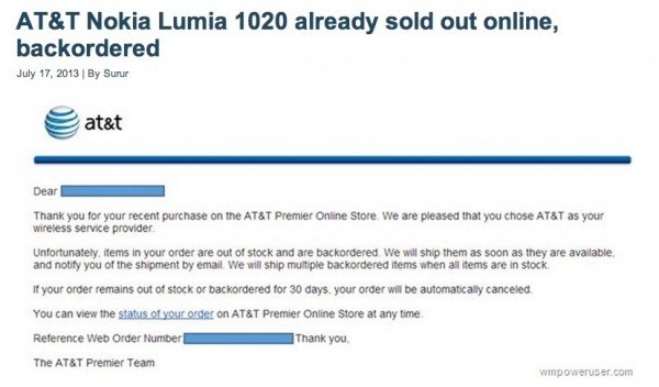 首批订单7月23日发货 诺基亚Lumia1020预订告罄