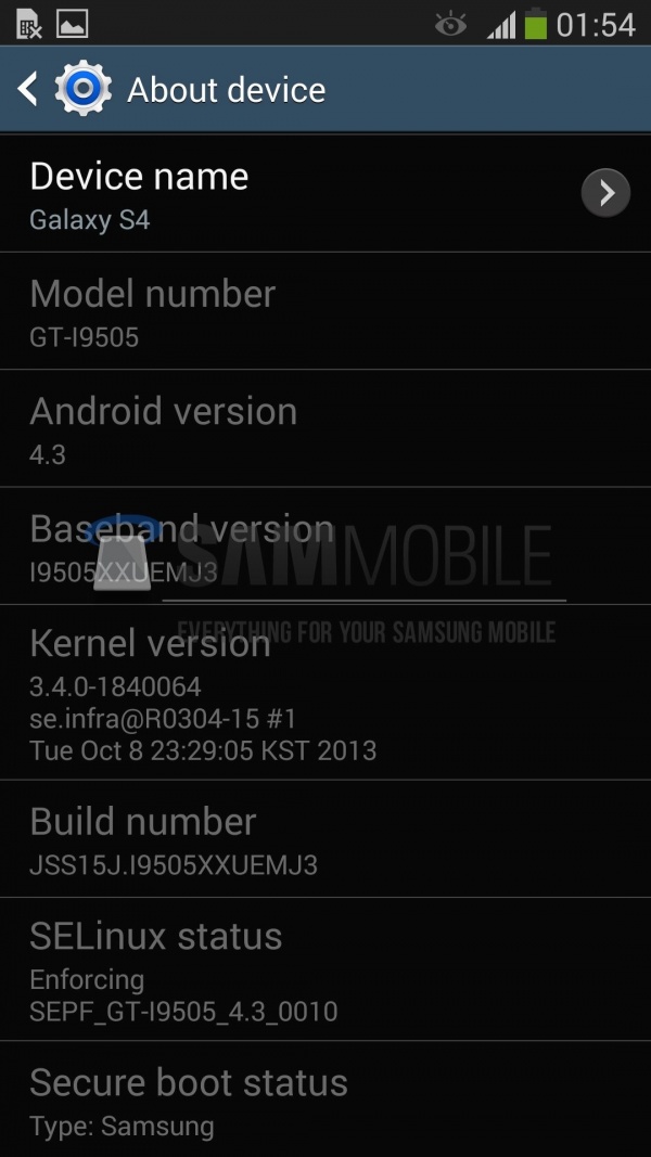 三星Galaxy S4 LTE Android 4.3固件再次泄露