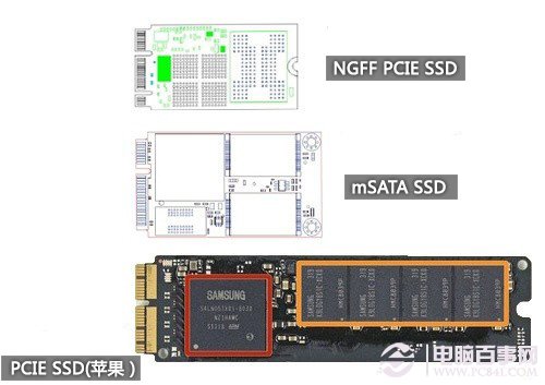 苹果版PCLE SSD、NGFF SSD和mSATA SSD对比